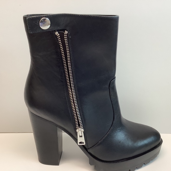 ALLSAINTS Ana Block Heel Leather Zipper Ankle Bootie, NWOT Size EU 39/US 8 - Picture 8 of 12